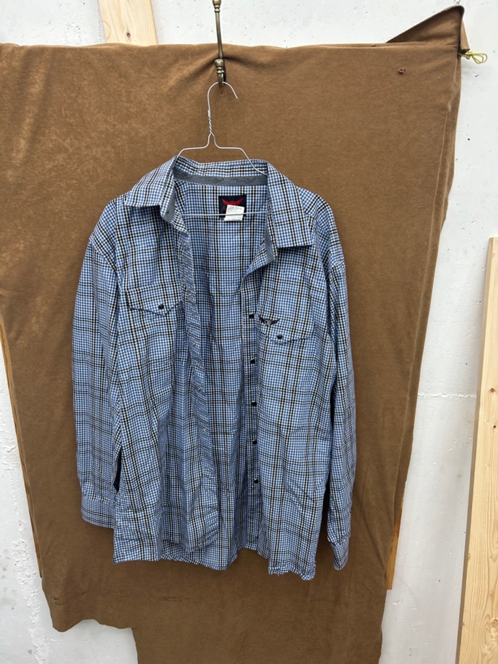 Men's Blue Plaid Lightweight Shirt Jacket by